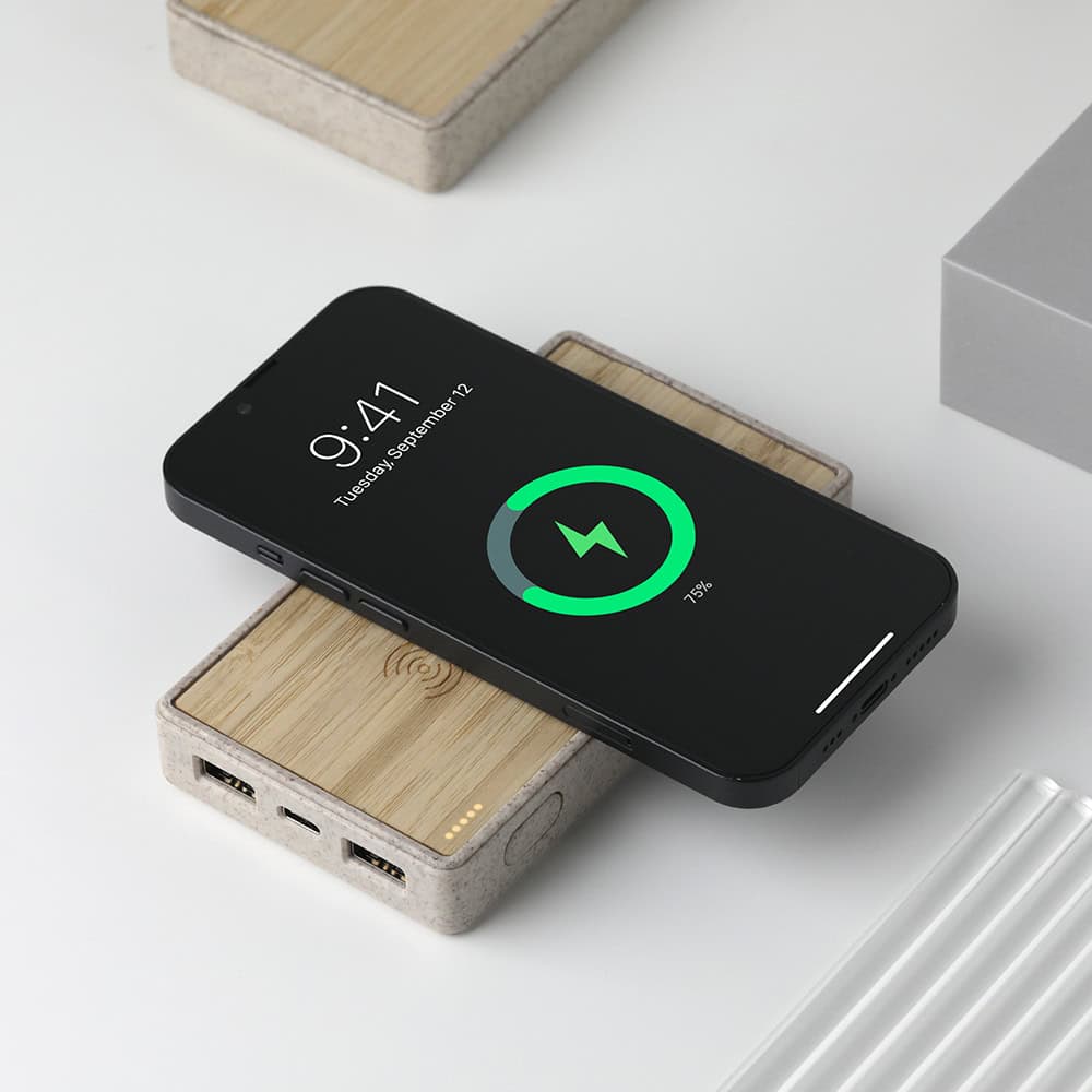 Powerbank 10000 Mah Bambu Wireless Mobil Şarj Cihazı p7466